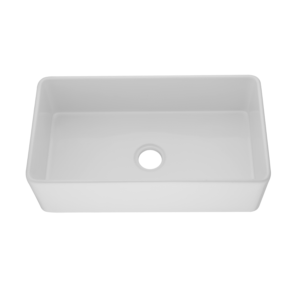 838mm Quartz Farmhouse Kitchen Sink - Single Bowl - Matte White