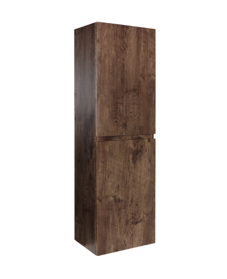 Qubist Wood Grain PVC Filmed - Tall Boy   Vanity - Two Drawers - Dark Oak - 400mm