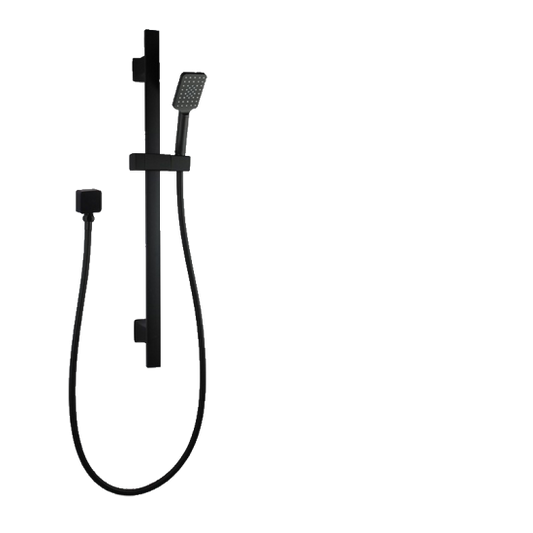 3 Functions Square Black Hand held Shower Set With Rail