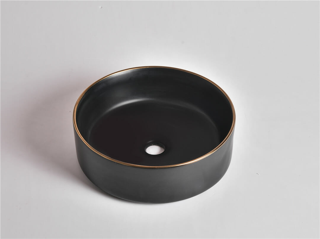 Brighton- 36 in Matte Black Smooth Finish with Gold Rim - CLA-524B-MBGE  -  360x360x120mm