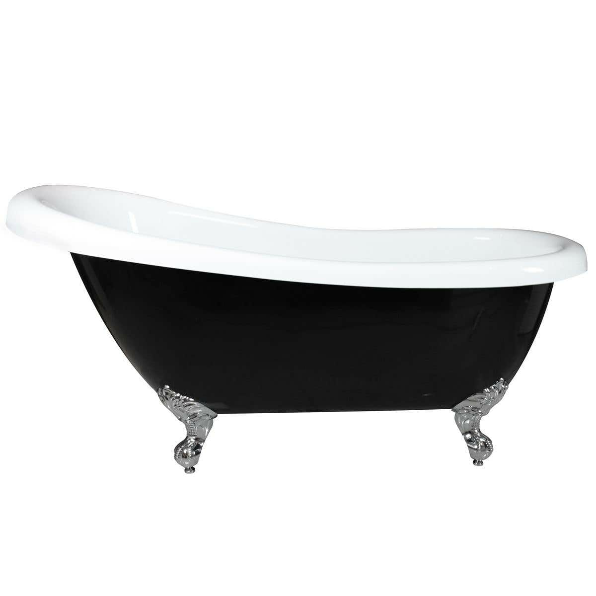 Clawfoot Bath Kit Black 1570mm   with Chrome Feet