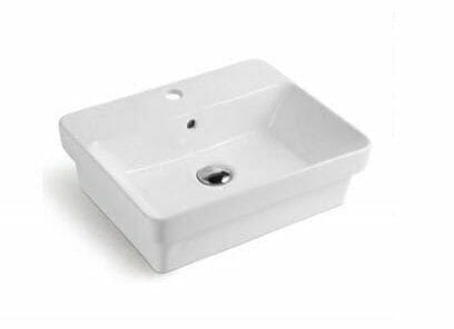 Insert Ceramic Basin - Overflow - Tap   Hole - Gloss White - Rectangle - 495mm