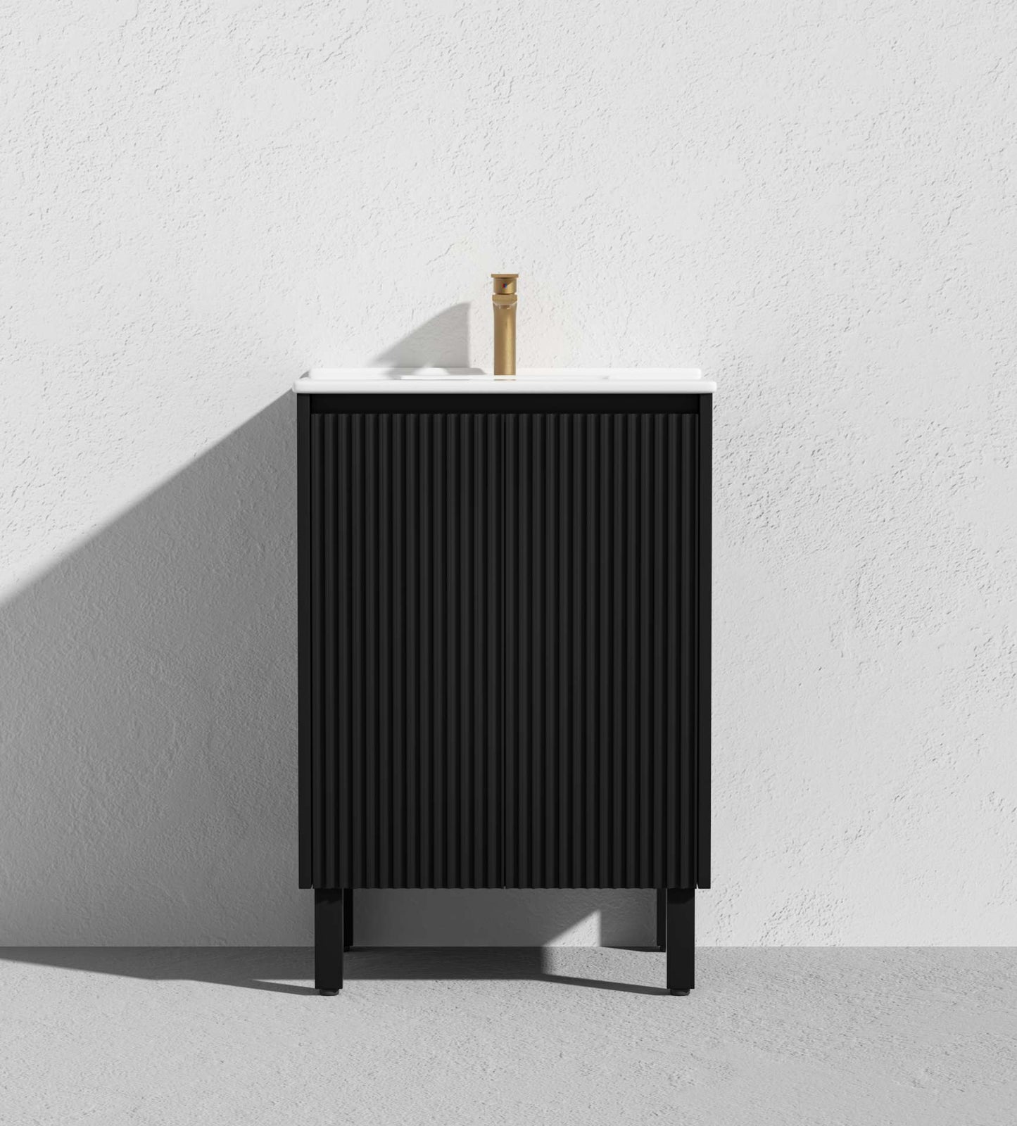 600mm Brighton Floor Vanity PVC Cabinet Only - Matte Black