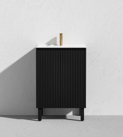 600mm Brighton Floor Vanity PVC Cabinet Only - Matte Black