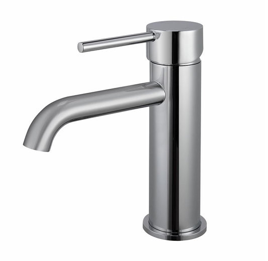 Care Round Chrome Short Basin Mixer Tap  Crooked Water Spout