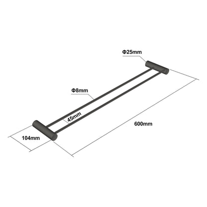 Gun Metal Grey Double Towel Rail 600mm