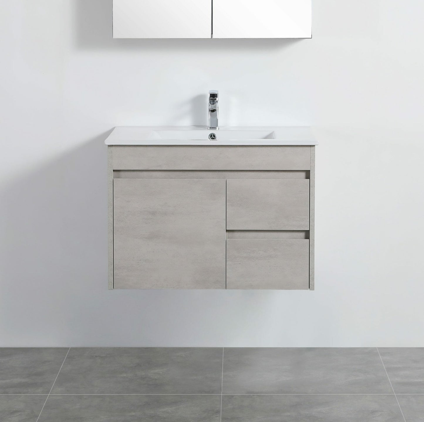 Nova Plywood Wall Hung Vanity - Concrete   Grey - 750mm