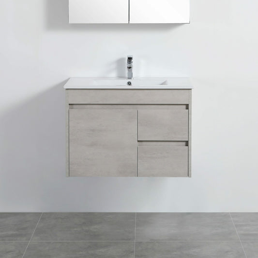 Nova Plywood Wall Hung Vanity - Concrete   Grey - 750mm