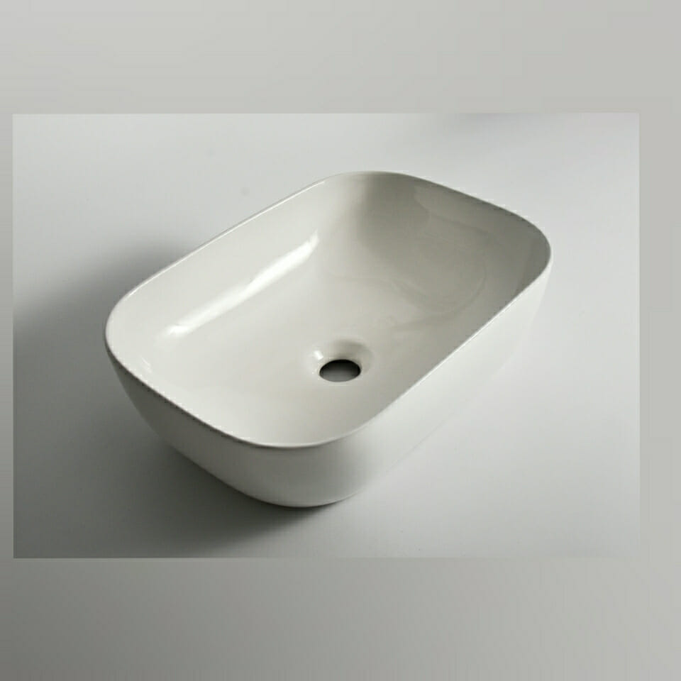Luna - 460mm Gloss White Rectangular   Above Counter Basin  -  460x320x130mm
