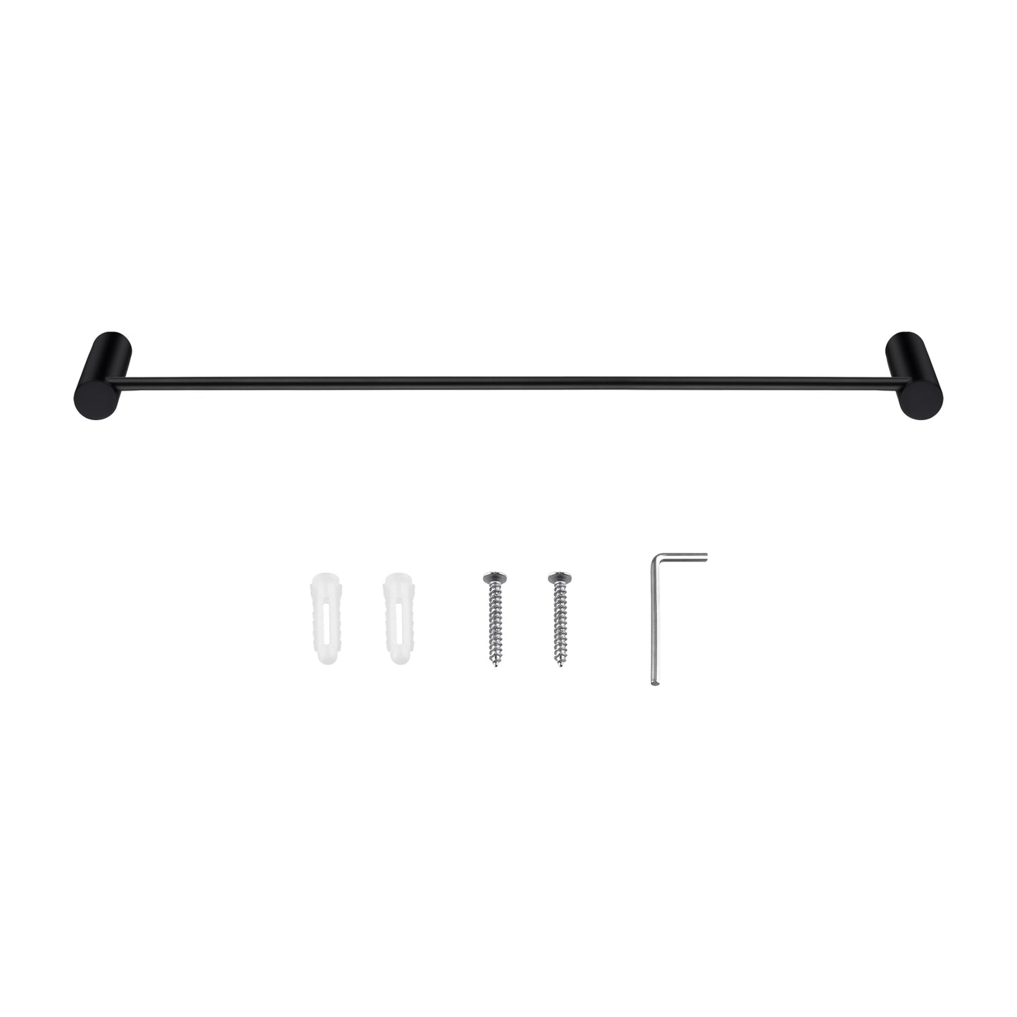 Black Single Towel Rail 600mm