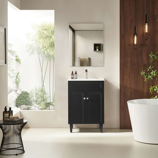 600mm Harrington Floor Vanity PVC Cabinet Only - Matte Black
