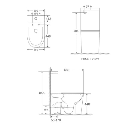 KIT-Fino WhisperFlush Close Coupled Back to Wall Toilet Suite with Thin Seat- Gloss White