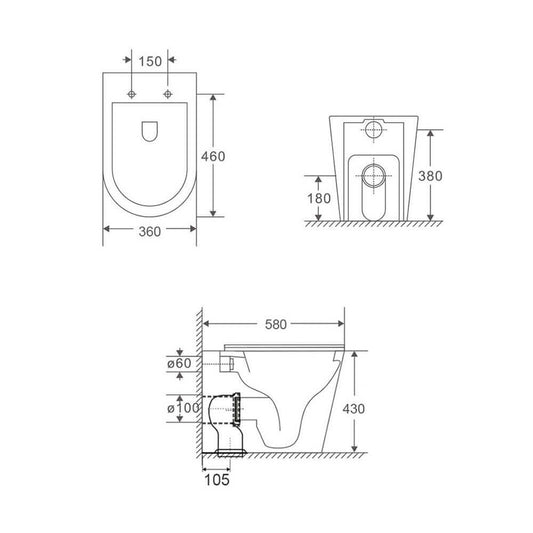 KIT - Fino WhisperFlush Floor Pan with Thick Seat- Matte White