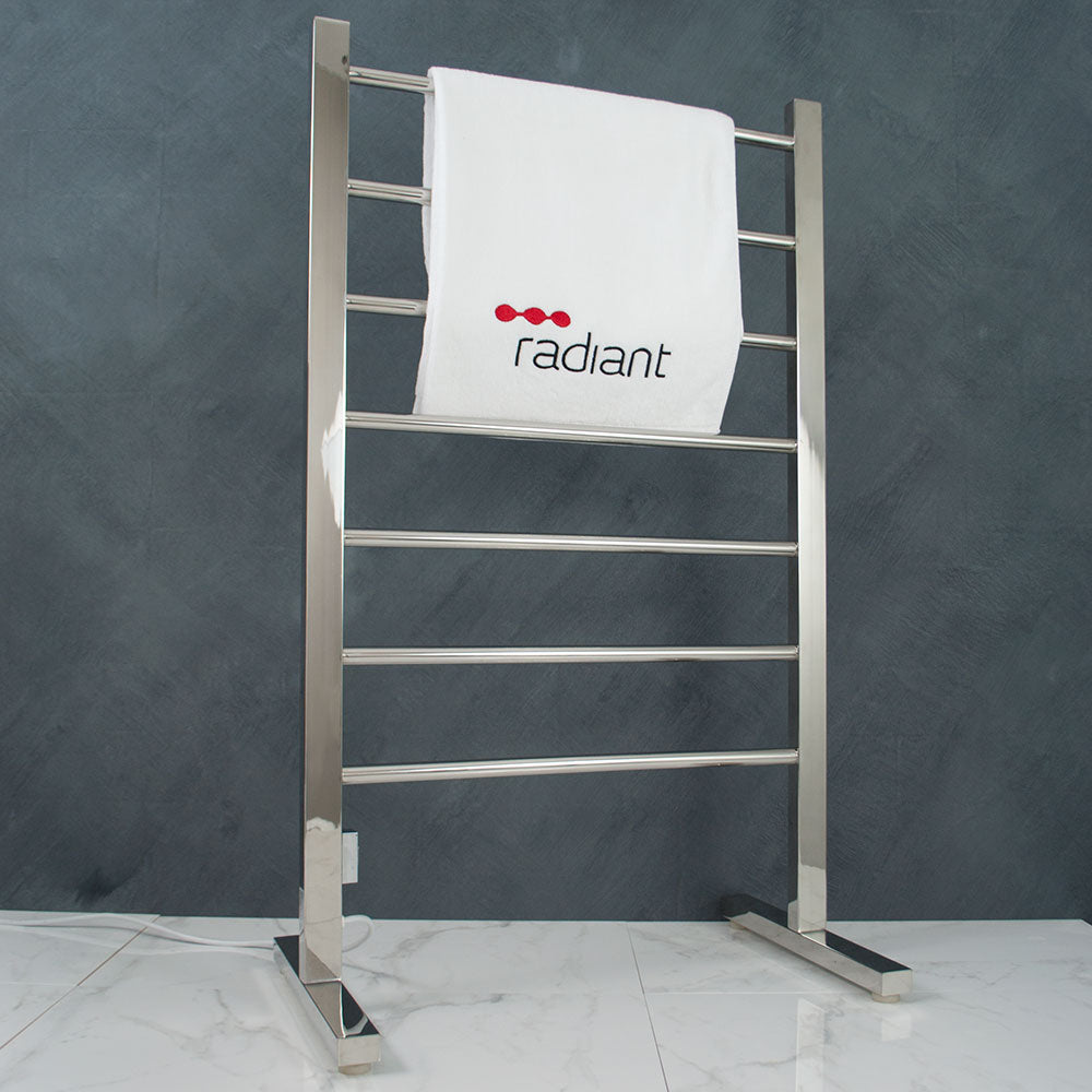 Radiant Polished 600 x 1000mm Free Standing HEATED Towel Rail