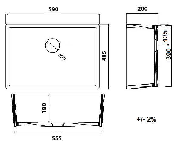 Galdor 60x41 Fireclay Sink