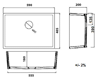 Galdor 60x41 Fireclay Sink