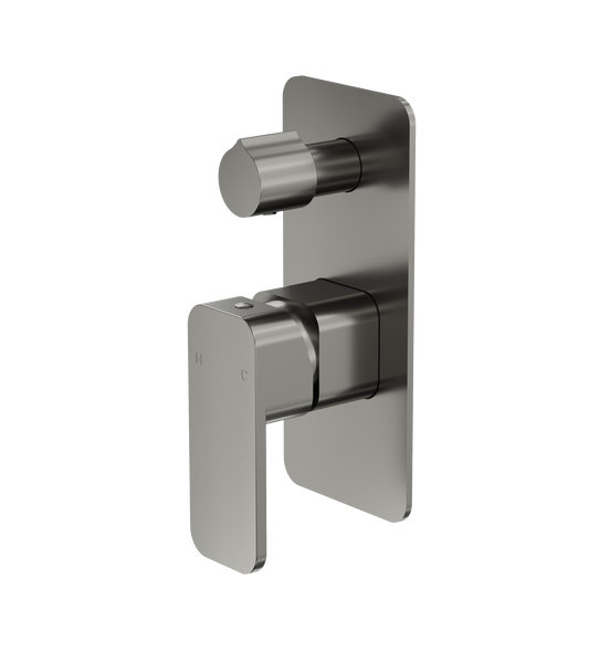 Zia 1-Plate Wall Mixer with Divertor Trim Kit - Gunmetal