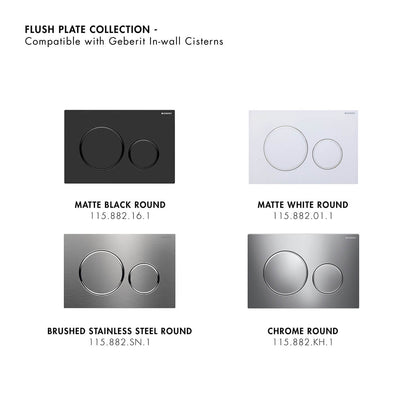 Narva Rimless Floor Pan with thin seat, Geberit Inwall Cistern & ABS Button