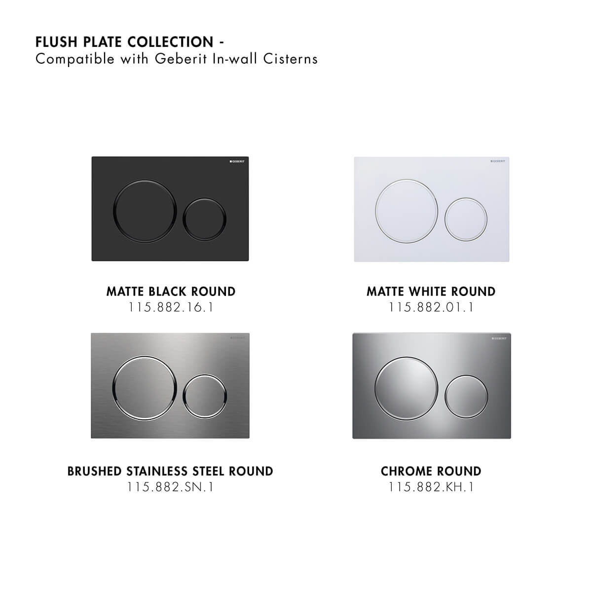 Narva Rimless Floor Pan with thin seat, Inwall Cistern & Brushed Stainless Steel Button