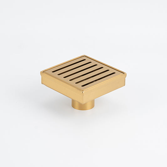 Radiant Slotted Square Shower Grate - 100 mm + 74mm outlet - Brushed Gold