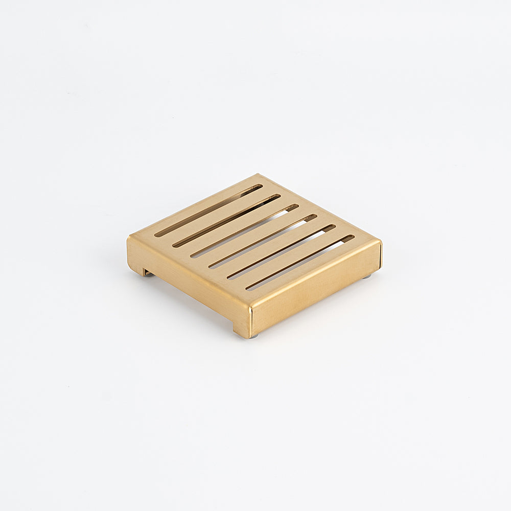 Radiant Slotted Square Shower Grate - 100 mm LID ONLY - Brushed Gold