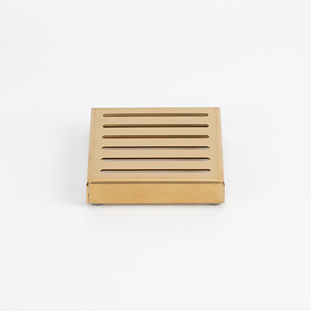 Radiant Slotted Square Shower Grate - 100 mm LID ONLY - Brushed Gold