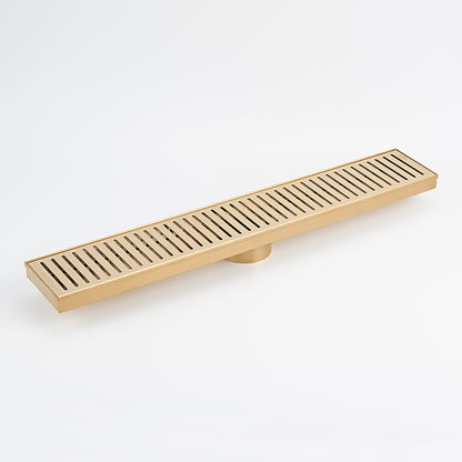 Radiant Slotted Square Shower Grate - 100 mm + 38mm outlet - Brushed Gold