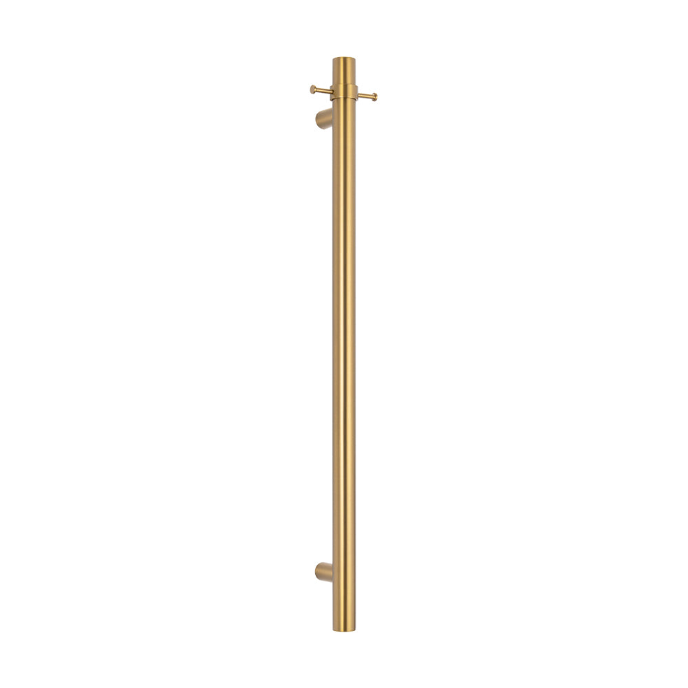 Radiant Vertical Single HEATED Towel Rail 40 x 950mm Brushed Gold