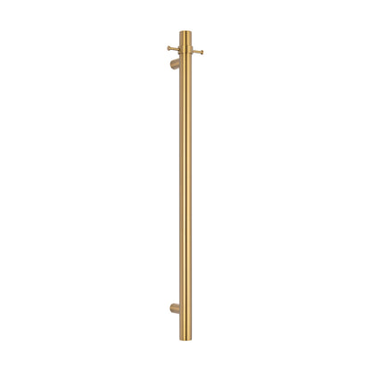 Radiant Vertical Single HEATED Towel Rail 40 x 950mm Brushed Gold