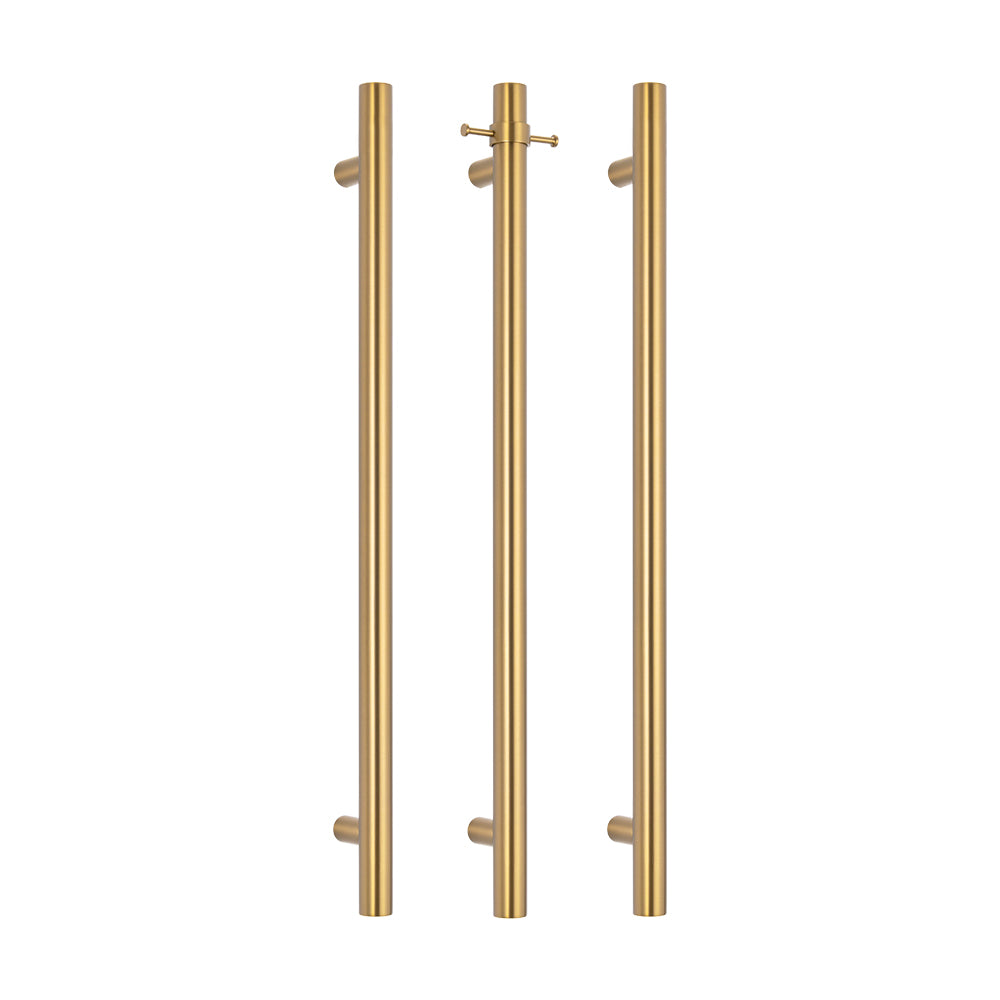 Radiant Vertical Single HEATED Towel Rail 40 x 950mm Brushed Gold