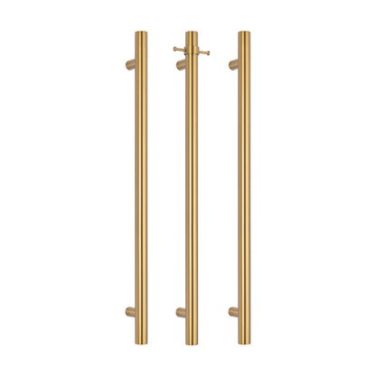 Radiant Vertical Single HEATED Towel Rail 40 x 950mm Brushed Gold