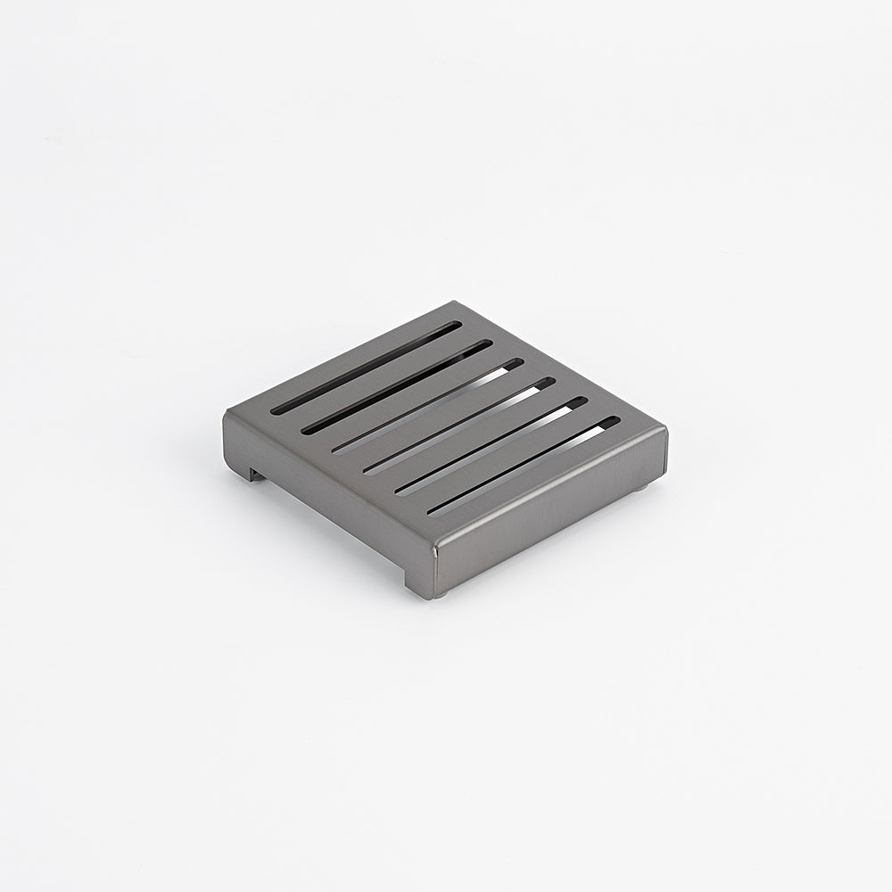 Radiant Slotted Square Shower Grate - 100 mm + 74mm outlet - Gunmetal Grey