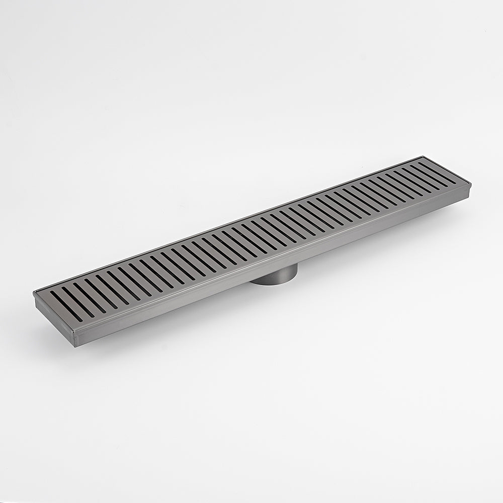 Radiant Slotted Linear Shower Grate - 600 mm length + 74mm outlet - Gunmetal Grey