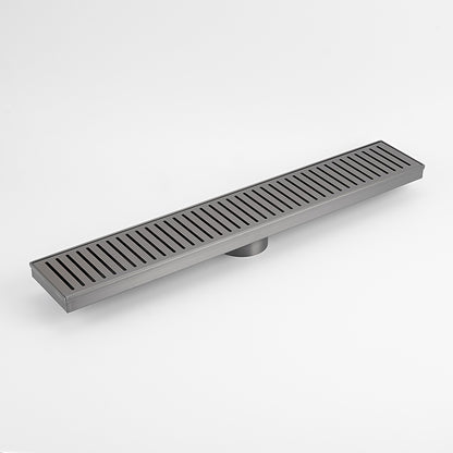 Radiant Slotted Linear Shower Grate - 700 mm length + 74mm outlet - Gunmetal Grey