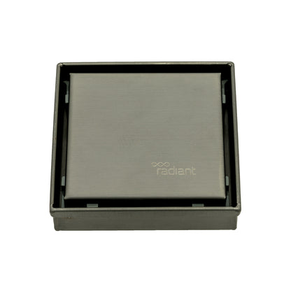Radiant Tile Insert Square Shower Grate - 100 mm + 38mm outlet - Gunmetal Grey