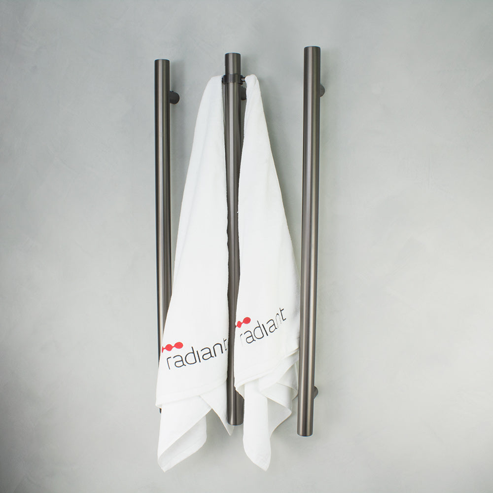 Radiant Vertical Single HEATED Towel Rail 40 x 950mm Gunmetal