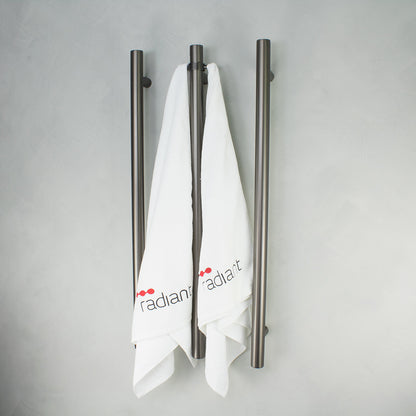 Radiant Vertical Single HEATED Towel Rail 40 x 950mm Gunmetal