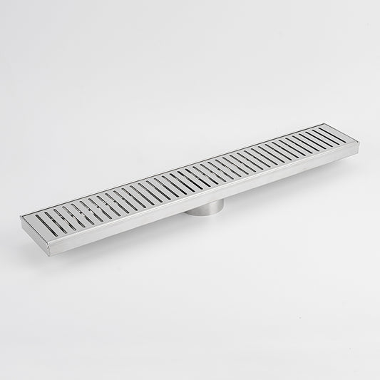 Radiant Slotted Linear Shower Grate - 800 mm length + 74mm outlet - Brushed Satin