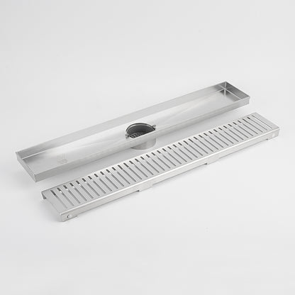 Radiant Slotted Linear Shower Grate - 800 mm length + 90mm outlet - Brushed Satin