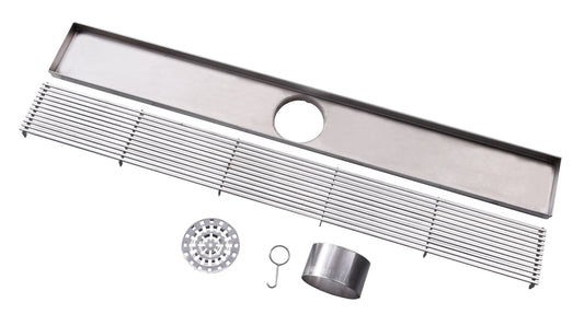 800mm Stainless Steel/Chrome Grill Floor Waste - Center Cut