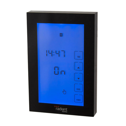 Radiant Glass Fronted touch screen timer vertical mounted - Black