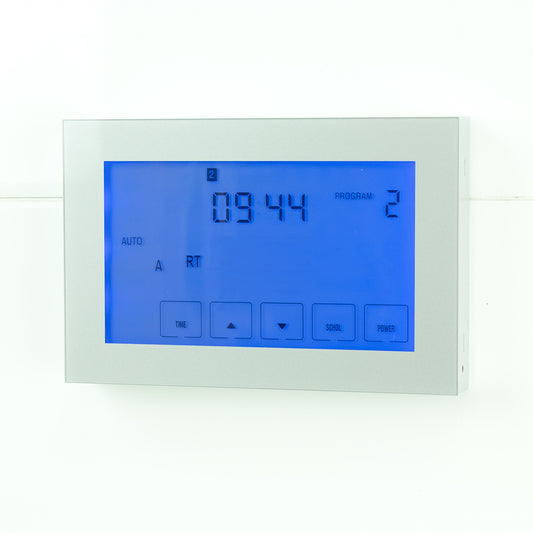 Radiant Glass Fronted touch screen timer horizontal mounted - Silver