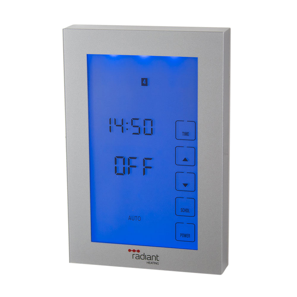 Radiant Glass Fronted touch screen timer vertical mounted - Silver