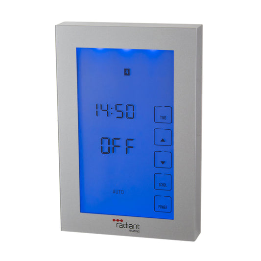 Radiant Glass Fronted touch screen timer vertical mounted - Silver