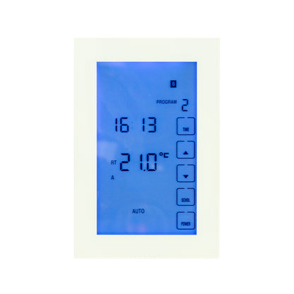 Radiant Glass Fronted vertical dual purpose WIFI thermostat & timer switch - White