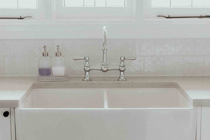 Novi 85x46 Double Bowl Fireclay Butler Sink - Gloss White