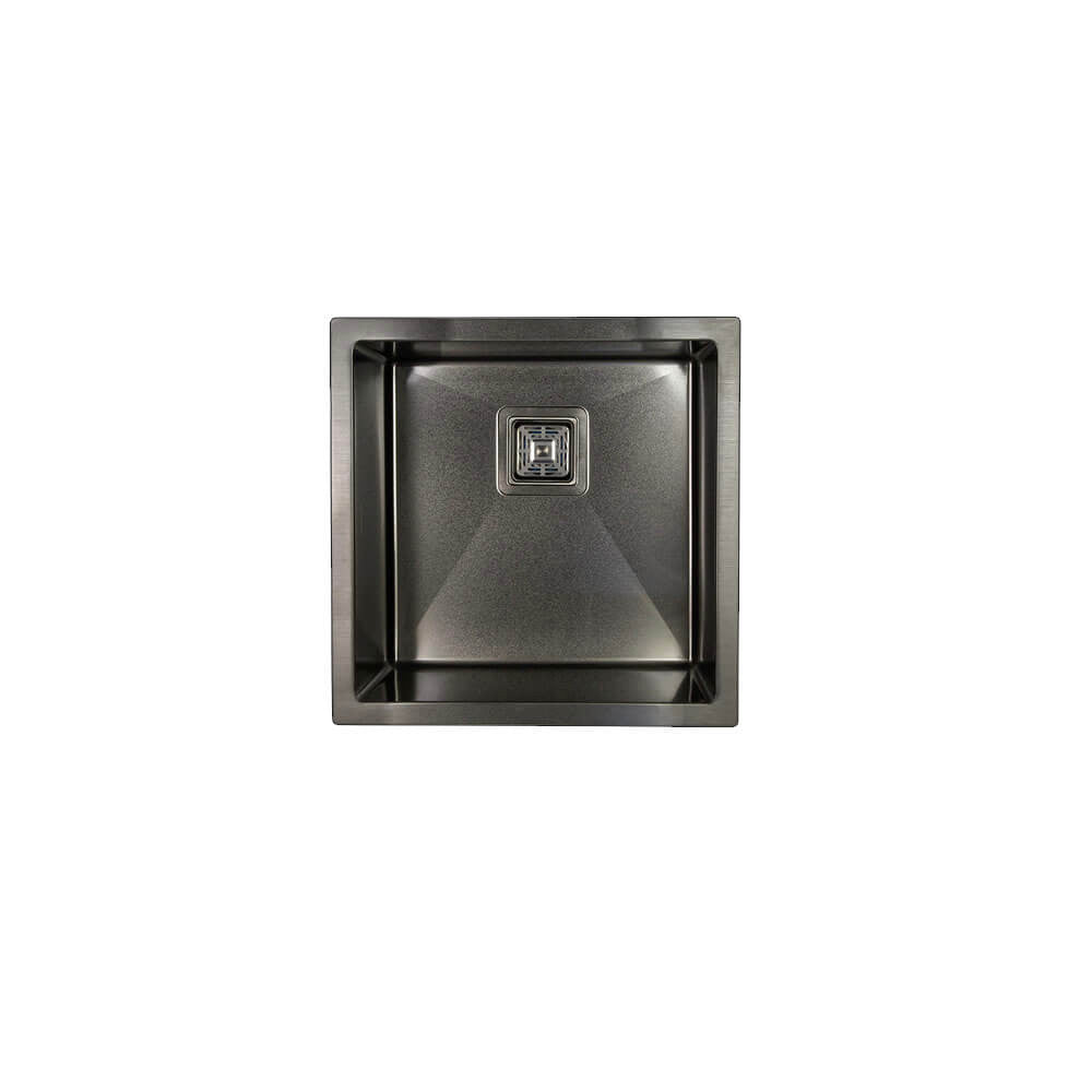 Vanté Nano Coated Single Square Bowl Kitchen Sink - R10 Corner - SS 304 Stainless Steel - 450mm - PVD Gunblack