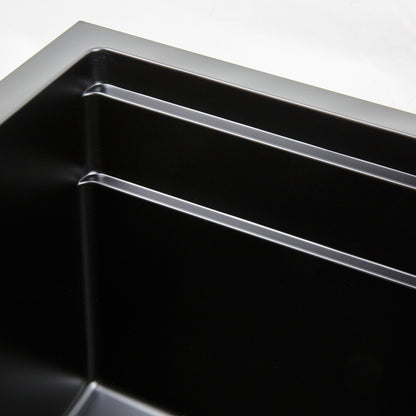 760mm Black Single Bowl Workstation Kitchen Sink with Steps - Granite
