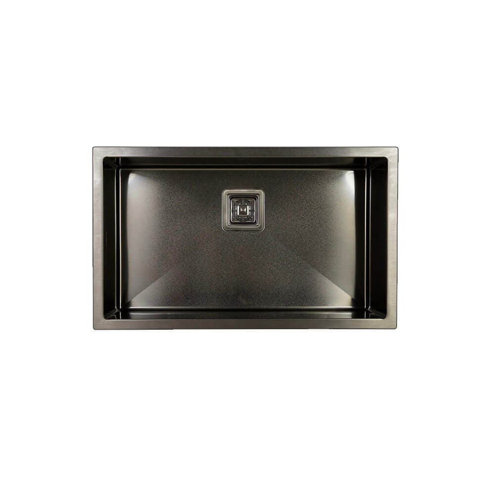 Vanté Nano Coated Single Large Bowl Kitchen Sink - R10 Corner - SS 304 Stainless Steel - 750mm - PVD Gunblack