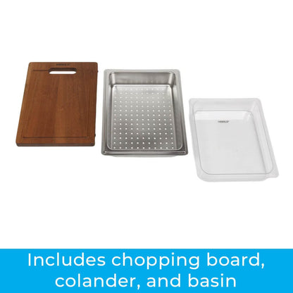 820mm Stainless Steel PINIZ 1 & 1/2 Bowl Workstation Kitchen Sink - Slide Lip - Nano Coated 1.2mm Thick Stainless Steel - Anti-Scratch